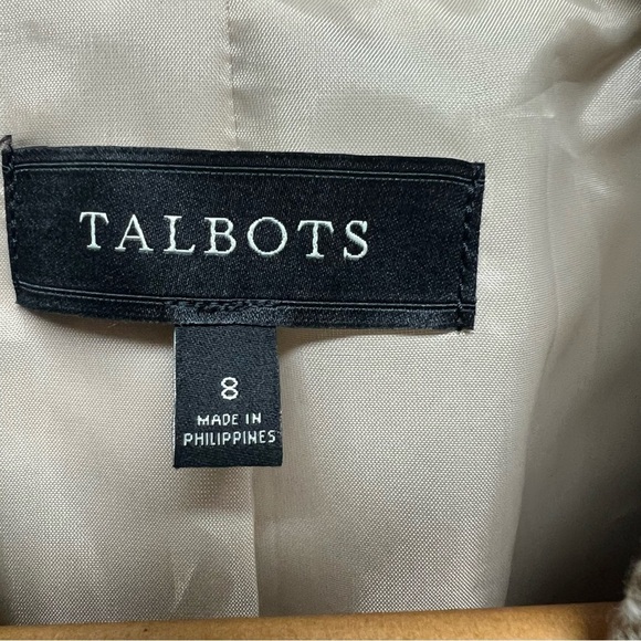 Talbots Cotton Textured Single Breasted Blazer Jacket Women Size 8 Beige Pockets - Picture 8 of 12